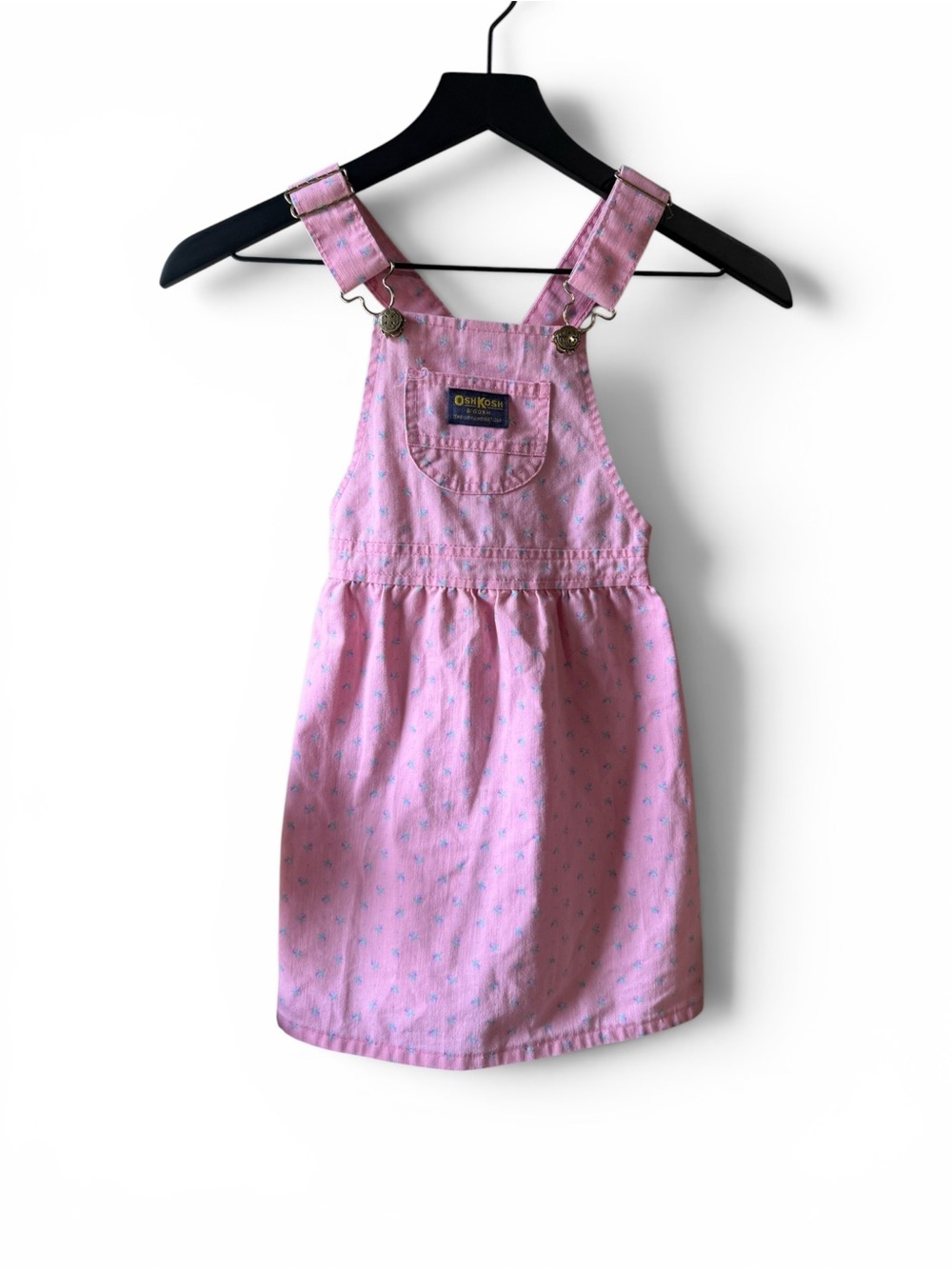 Vintage OshKosh B’gosh Pink Floral Overall Jumper Dress Girls Size 6 Made USA